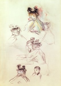 Foglio di lavoro con sette figure da Pierre Auguste Renoir